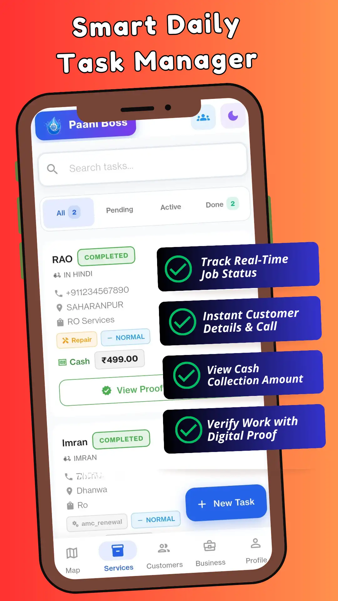Customer Management - Complete customer database with AMC tracking